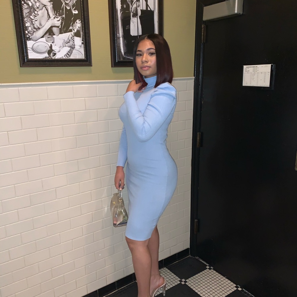 Baby blue knit dress